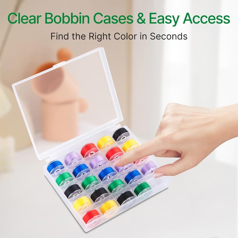 Opret 25 Slots Bobbin Organizer, Transparent Plastic Bobbin Case, Empty Spools Box For Sewing Supplies, 4 Pack, Compatible With Class 15 & SA156 Bobbins - Image 5